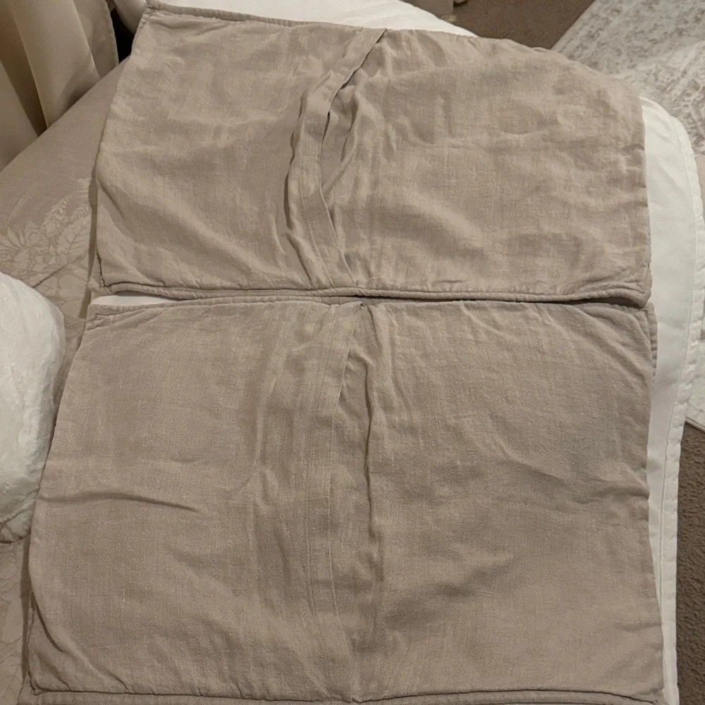 RH pair of tan Quilted Pillow Covers